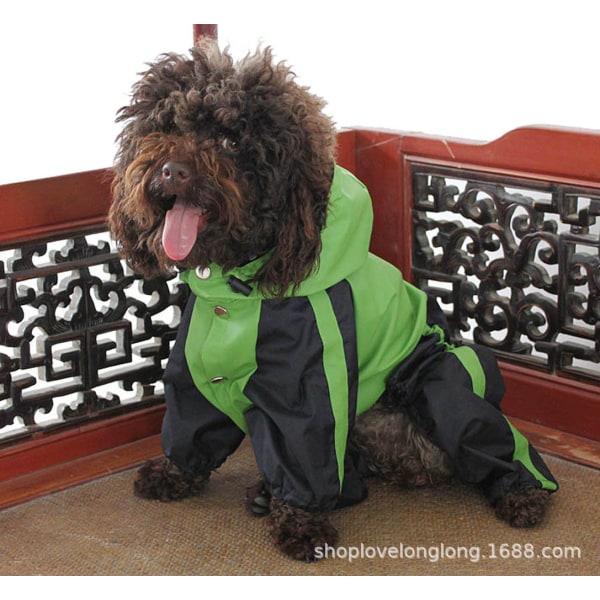 Grön Medium Dog Regnjacka Hund Regnjacka med justerbar dragsko