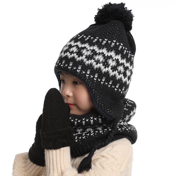 Plush halsduk varm barnhatt halsduk vantar 3 tre delar (