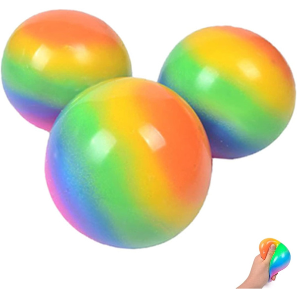 3 stycken regnbågsstressbollar Anti-stress gelboll Rehabilitering