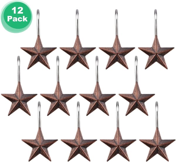 Duschdraperihakar, 12 Rostfria Dekorativa Hakar i Resin