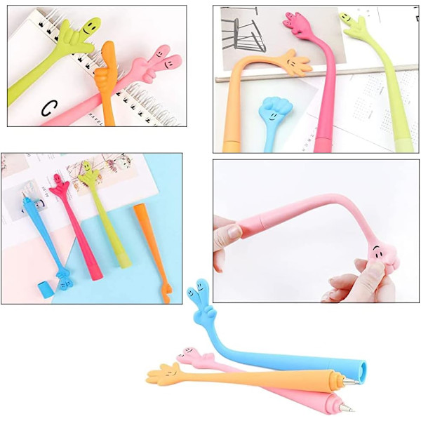 Sæt med 6 Kawaii Søde Kuglepenne, Blækpenne med Fleksibel Spids