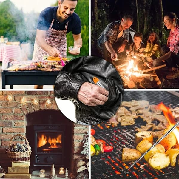 Lommebælg 3 stk. Blæserør i rustfrit stål Sammenklappeligt blæserør til pejs Grillpladser Bål Blæser luft i en ild,D