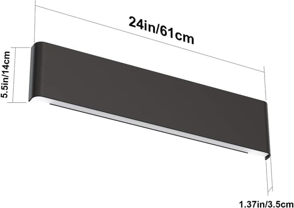 24 tommer/44W Matt Svart Moderne Speilbelysning Opp og Ned LED-Speilbelysning