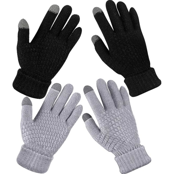 2 par kvinders vinter touchscreen handsker varm fleece foret strik