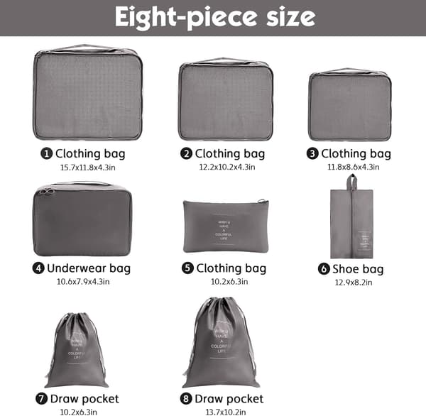 Packningskuber, 8-pack Reseväska Organiseringsset
