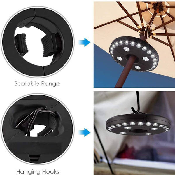 Patio Parasol Lys 3 Lystilstande Ledningsfri 28 LED Lys - Pa