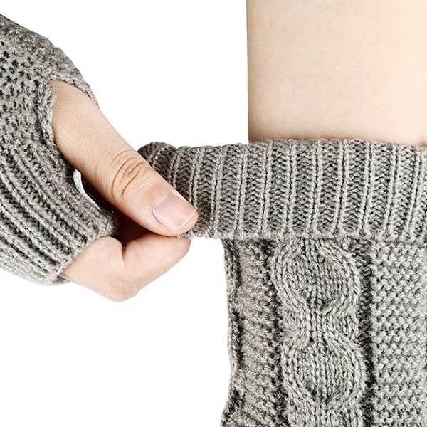 Par Thermalvantar Kvinnor Stickade Arm Fingerlösa Varma Vinter DXGHC