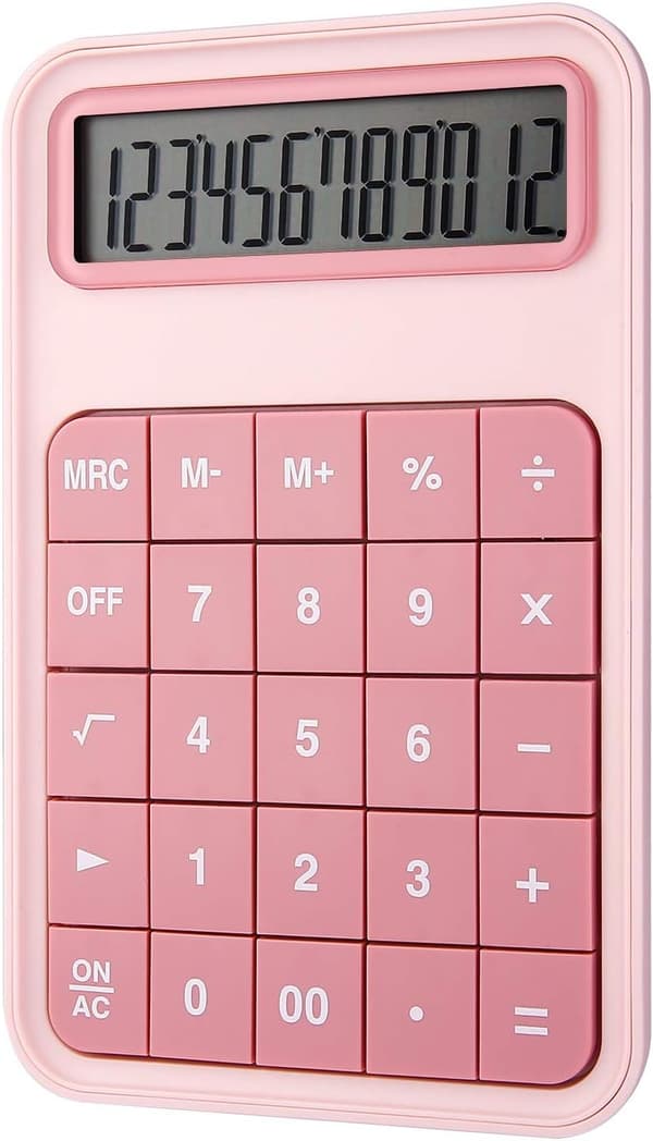 Datorräknare med standardfunktioner, 12-siffrig stor LCD-skärm C
