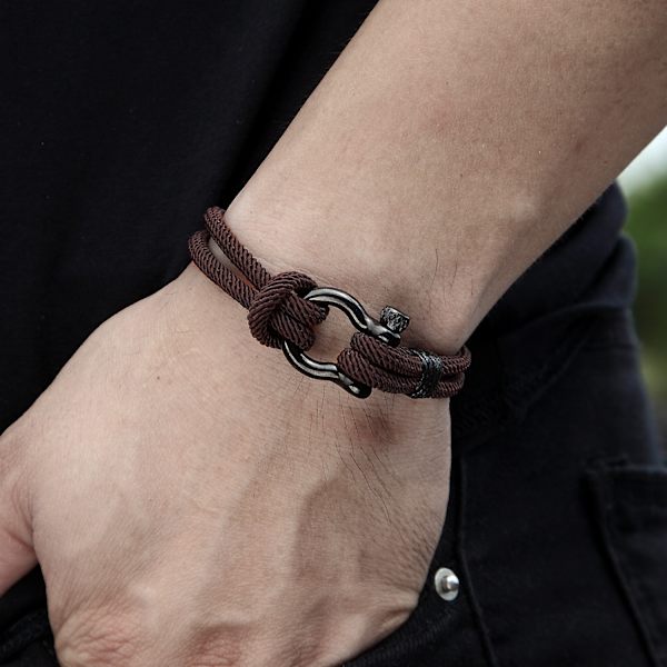 2 st Nautiska armband för män Handgjorda nylonrep (blå, brun) Bra