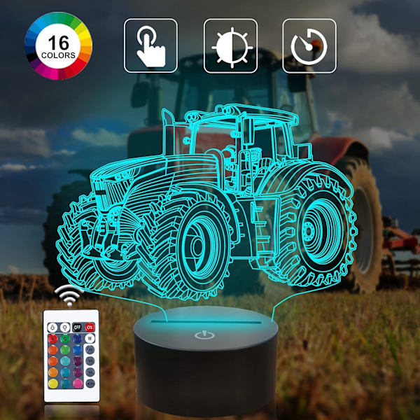 Traktor 3D Illusion Natlampe, Attivolife 16 Farveskiftende Dæmper