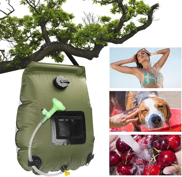 Solarduschpose Camping, 15L Solardrevet Bærbar Duschpose, Sol