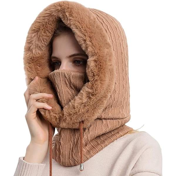 Vintermössa för kvinnor, endelat fleecefodrat stickat balaclava M