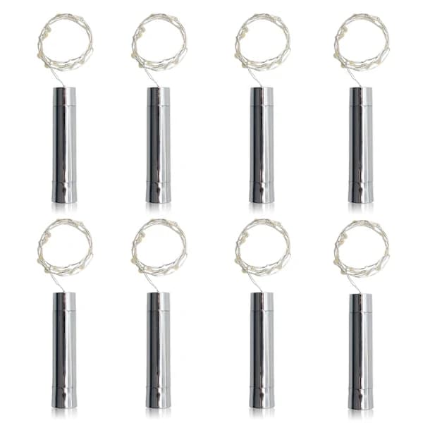 20-LEDs Vinkorklampor AA Batteridrivna, 1 meter Ren Vit, 2-pack