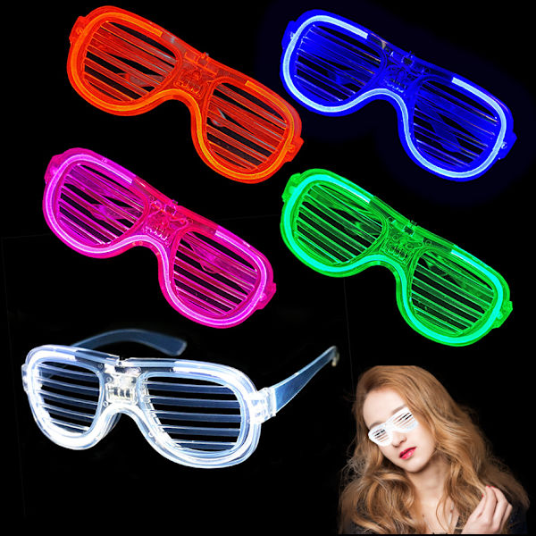 LED-glasögon med ljus, fönsterluckor, kallt ljus, festbar, disco-nät
