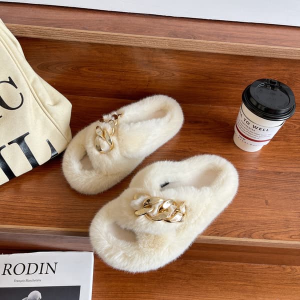 Plys slippers til kvinder 2022 nye efterår og vinter kæde hjem slip