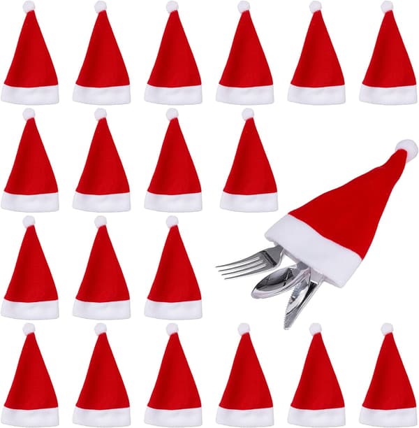 20 Mini Julehatter, Bestikkpose (12cm) - Mini Jul DXGHC