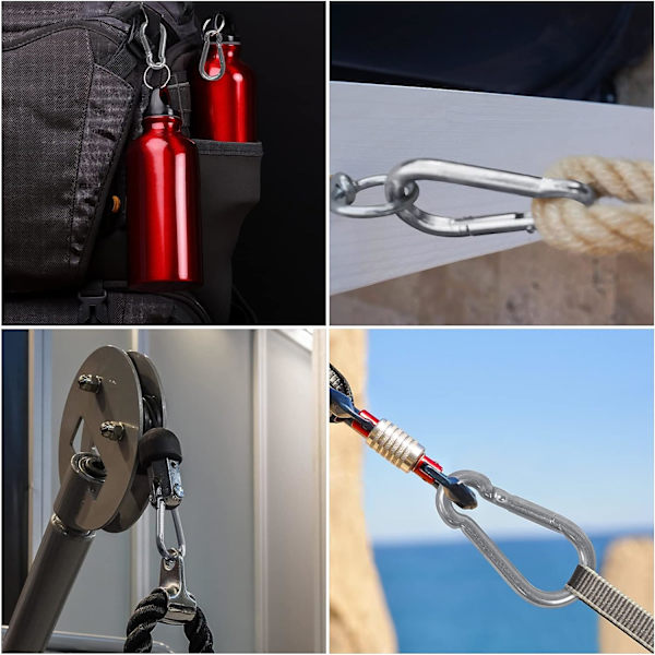 Tunga Karabiner i 304 Rostfritt Stål för Utomhus, Camping,