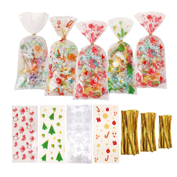 200 Christmas gift bags, candy packaging bags, biscuit baking bag