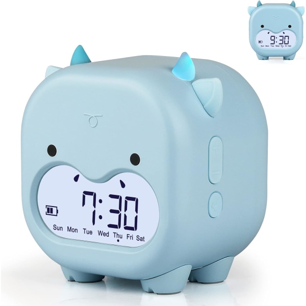 Digitalt vækkeur til børn med natlys og 6 alarmringetoner,