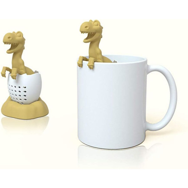 (Gul) Dinosaur Æggeskals Te-infuser Silikon Te-diffuser til L