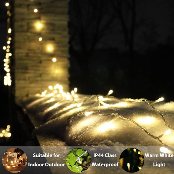 Jouluvalot, 200 LED-lamppua, Lämmin Valkoinen, Sisä- ja Ulkokoristeluun