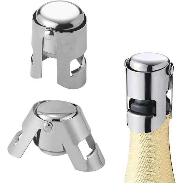 Sæt med 2 vinflaskepropper, champagnekorker, rustfrit stål