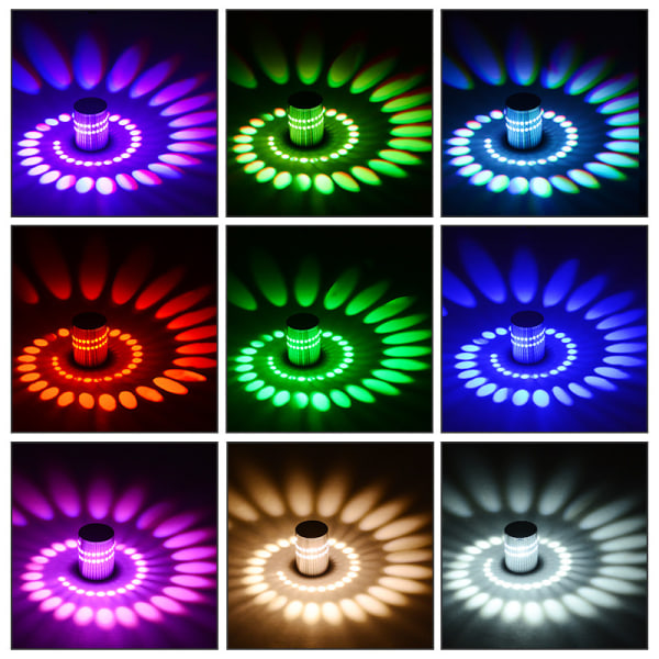 3 Watt LED Spiral Vægskinne, Aluminium Vægskinne, Badeværelseslys