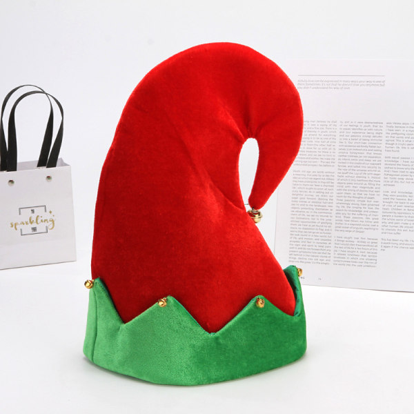 Gold Velvet Composite Elf Hat, Non-Woven Elf Hat til voksne en