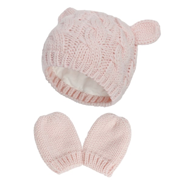 Stickad Beanie för Babyflicka, Vinterhatt med Pompom, Söt Babyhatt DXGHC