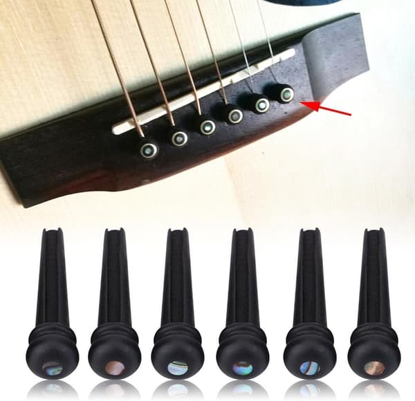 6 st Ebony Gitarrmutter, Bryggmutter för 6-strängad Akustisk Folk Gitarr