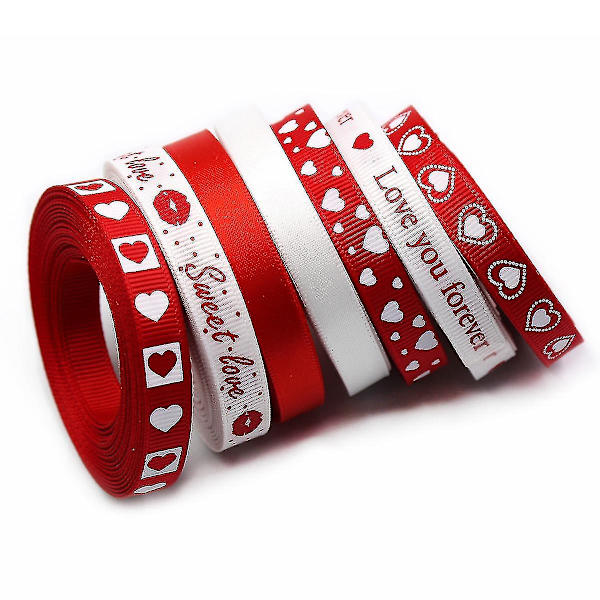 7 st Valentine Ribbons Trims Printed Grosgrain Ribbons Multi DXGHC