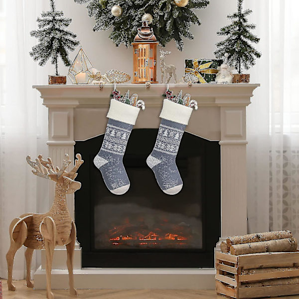 Stickad julstrumpa dekorationer inomhus, stora Xmas Sto DXGHC