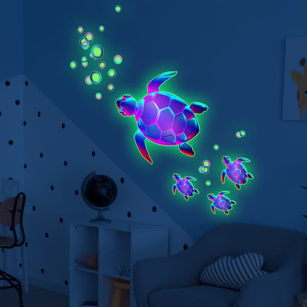 3D design romdekorasjon lysende skilpadde kreativ veggdekor