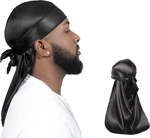 2 stk. Silky Durag Pakke til Mænd Kvinder Bølger, Premium Satin Deluxe Du-rag