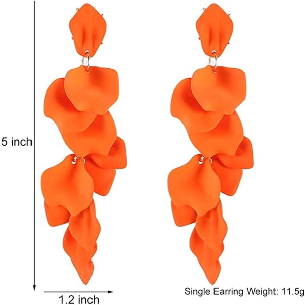 Pitkät akryyliset ruusun terälehti korvakorut - Roikkuvat liioitellut kukkakorvakorut