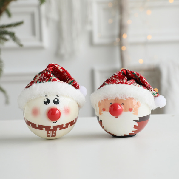 2 julgranspynt Gammal man snögubbe boll julgran liten