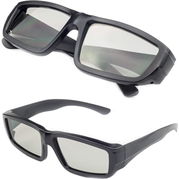 2 stk svarte, kino 3D stereobriller Retro firkantet komfortinnfatning F