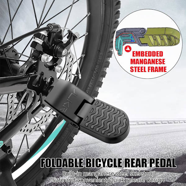 Skridsikre Peg Bagerste Pedaler Foldbar Fodstøtte Cykel Bagerste Pedal U-G