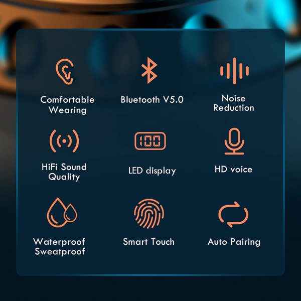 Trådlösa Bluetooth 5.1 hörlurar med mikrofon, trådlös IP DXGHC