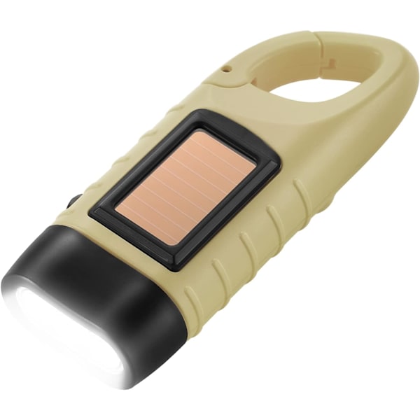 Solcelle Lommelykt (-Khaki), Solcelle LED Lommelykt & Håndsveiv Lommelykt