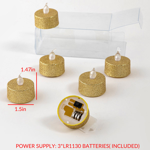 6 stk gull LED-lys for jul, bryllup, bursdag