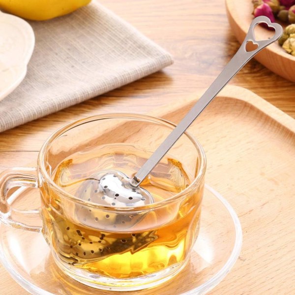 1 stk. Te-sil Heart-formet Infuser i Rustfritt Stål Mesh