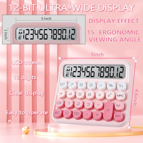 Standardkalkylator 12 siffror, stor skrivbordsskärm och knappar, Pi