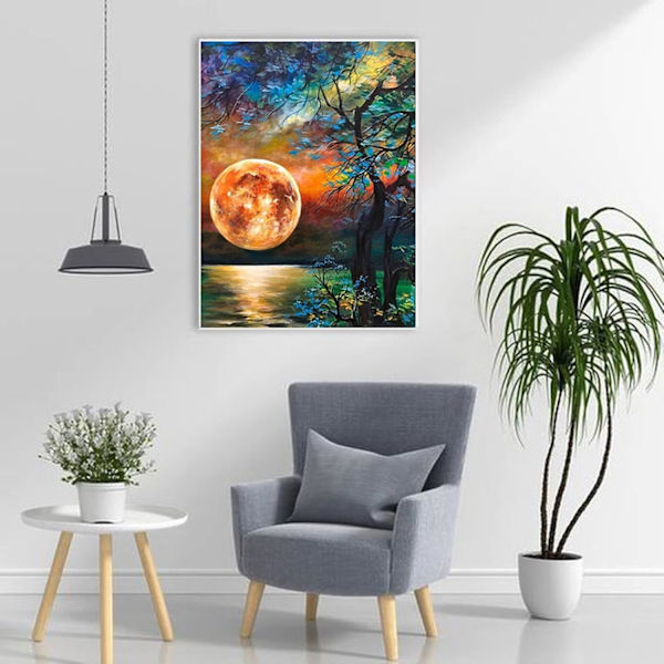 Måne diamantmaleri kit - voksen 5D DIY diamant dot art fuld dia