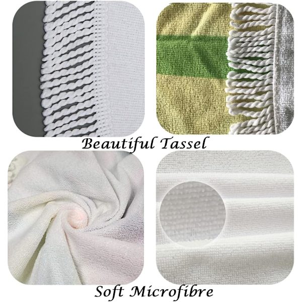 Stor Rund Sandtæt Mikrofiber Strandhåndklæde, Super Let Strand M