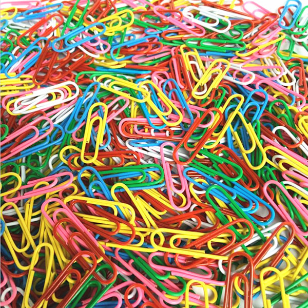 200 Farvede Papirclips - Plastik, 28mm (Tilfældig Farve)