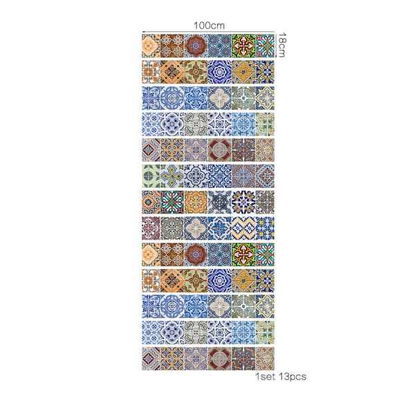 13 stk. 100*18cm/39.3*7\" farvesimulerende fliser kreative sim