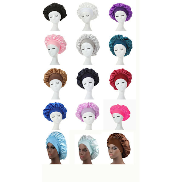 6 stycken extra stora sovhuvor Jumbohuva Stor Satin Bonnet wi