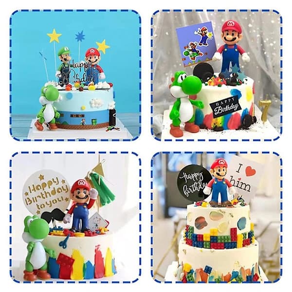 Super Mario Bros figurer för heminredning, tecknad modelldocka, leksaker, tårtdekorationer, samlarföremål, presenter E,A