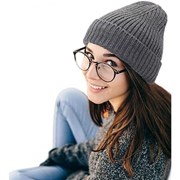 Grå Good Threads Beaniehatt Varm Strikket Hatt Tykk Strikket Skallehette